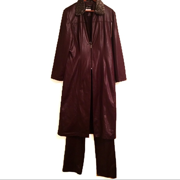 Farouche Faux Leather Longline Jacket & Pant Set - Picture 5 of 10